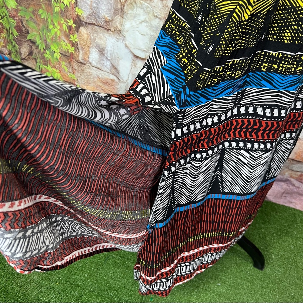 XHILARATION Shirred Strapless Multicolor Block Print Maxi Dress, S - Picture 6 of 11